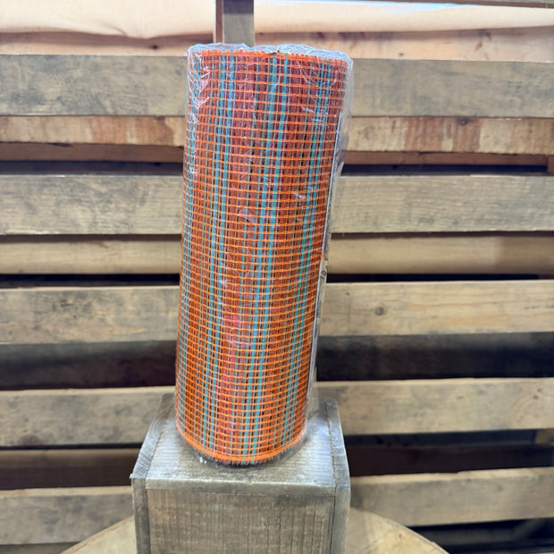 10"X10YD HORIZONTAL WIDE STRIPE MESH - ORANGE AND TEAL - RE8902TK
