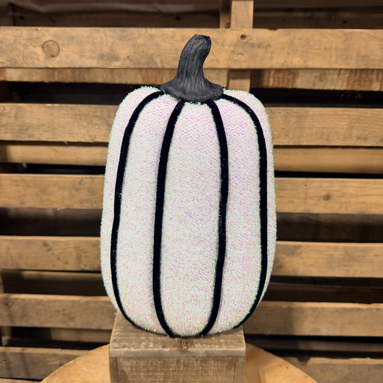 12.5"H  IRID/CHENILLE PUMPKIN - HA0552