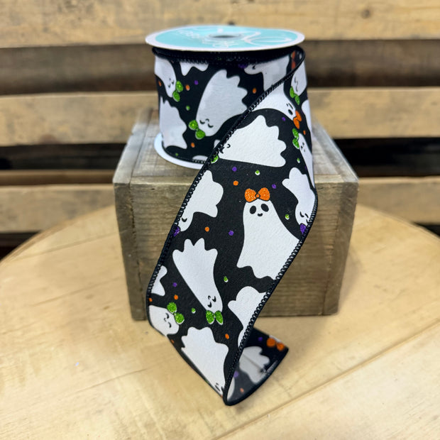 2.5" x 10Y ghost Wired Ribbon - RGH135502