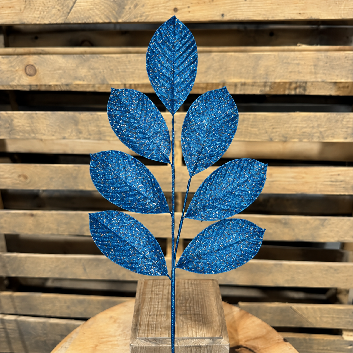 27" Turquoise Glitter Leaf Spray Pick - 4 Pack - QG211912