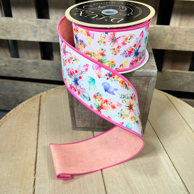 2.5" x 10Y butterfly deluxe Wired Ribbon - LX1186FM