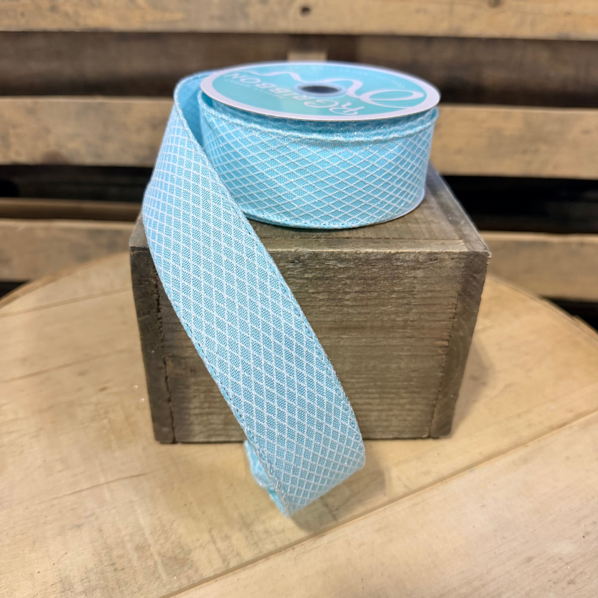 1.5" x 10Y Ice blue harlequin Wired Ribbon - RGF1695H1