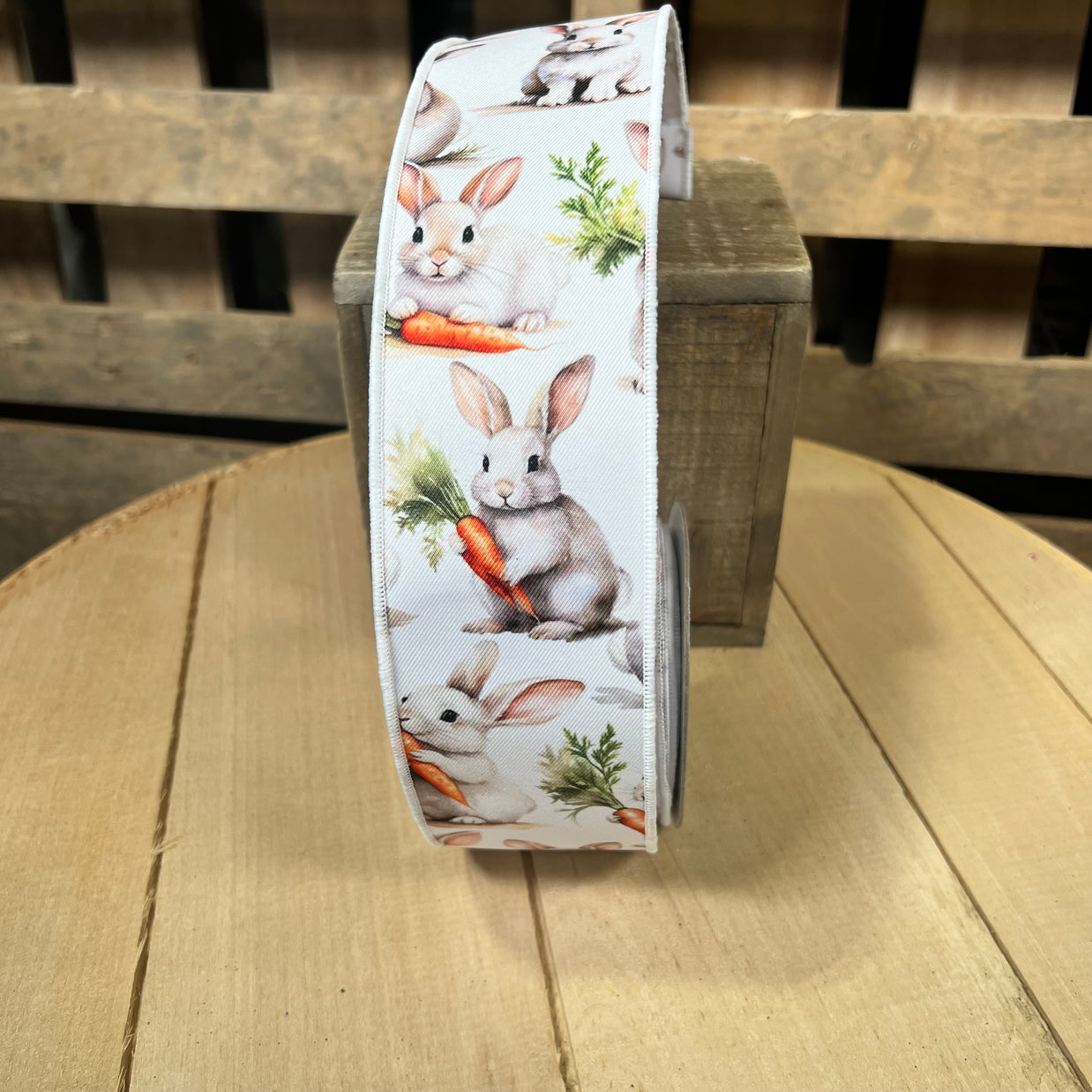 2.5" x 10Y bunny and carrot Wired Ribbon - LS12185W