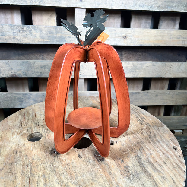 12” metal pumpkin candle holder  - 9741510SM
