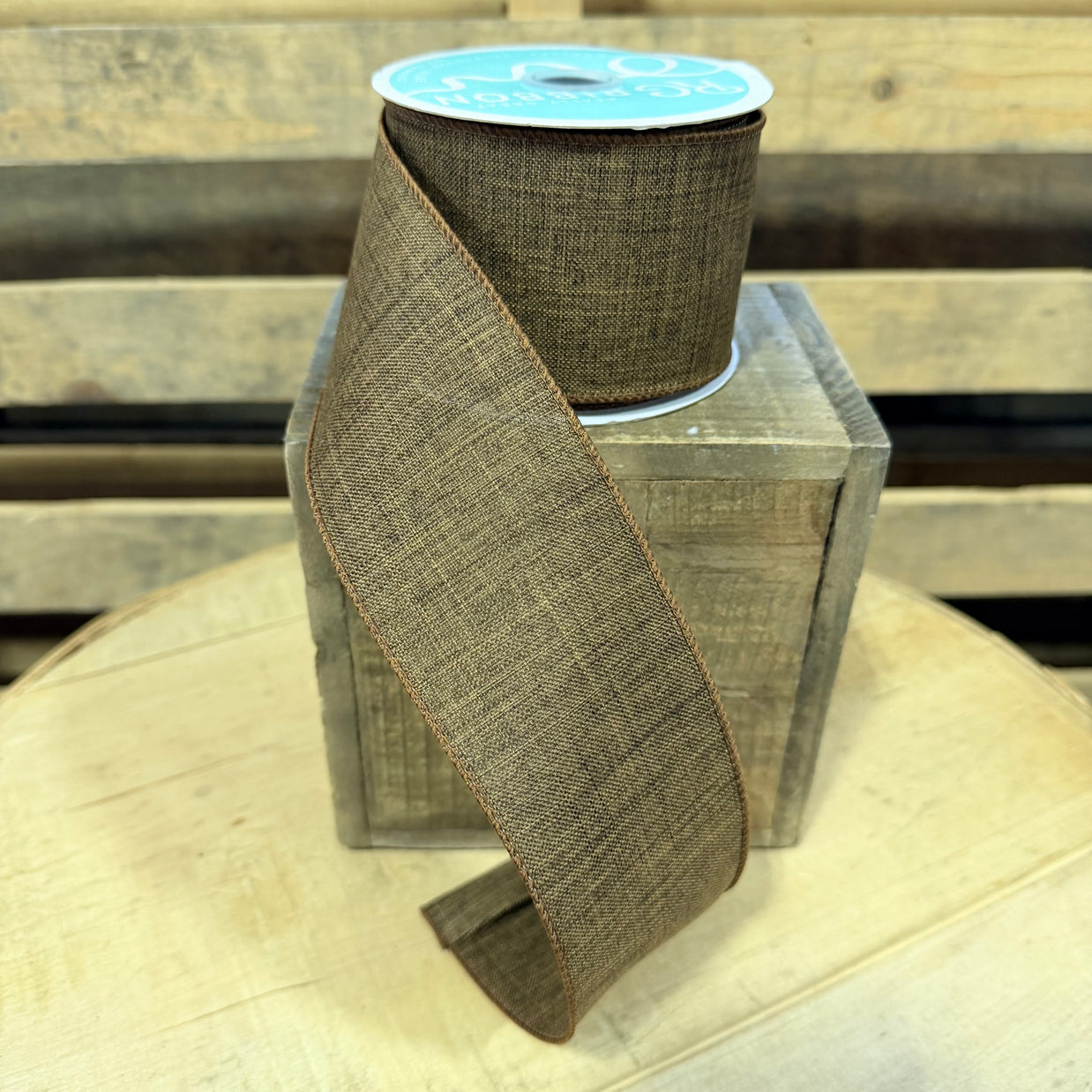 2.5" by 10y BROWN  ROYAL BURLAP Wired Ribbon - RG127904