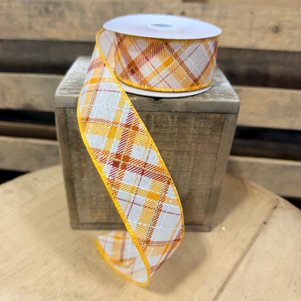 1.5"X10YD Fall Diagonal Plaid wired ribbon - 61507-09-22