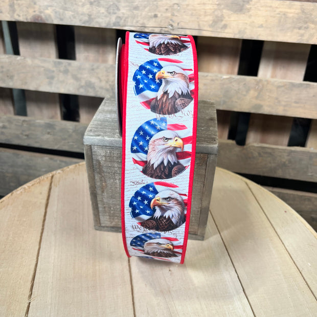 2.5" x 10Y bald eagle Wired Ribbon -  LS1204A1