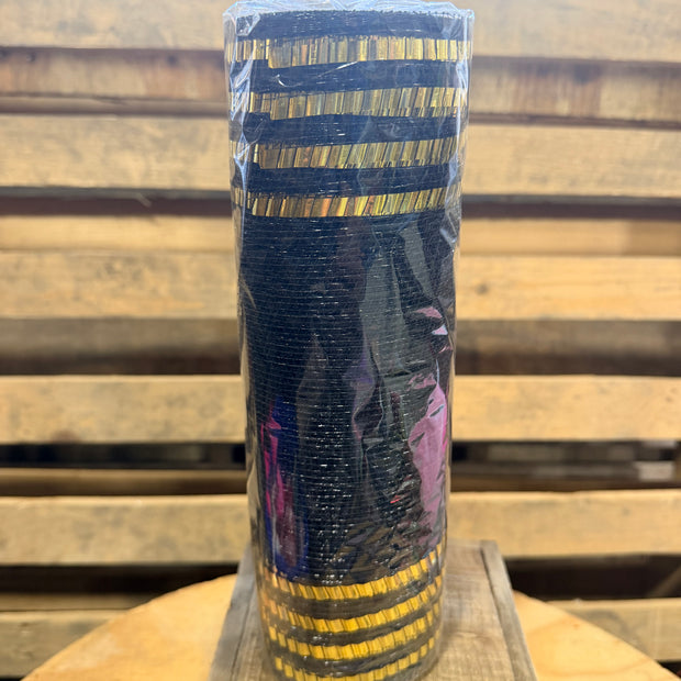 10" x 10Y Black and Gold boarder stripe mesh - RY8516F8
