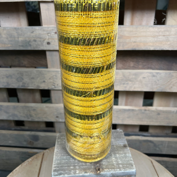 10.5" x 10Y gold foil stripe mesh - RY851808