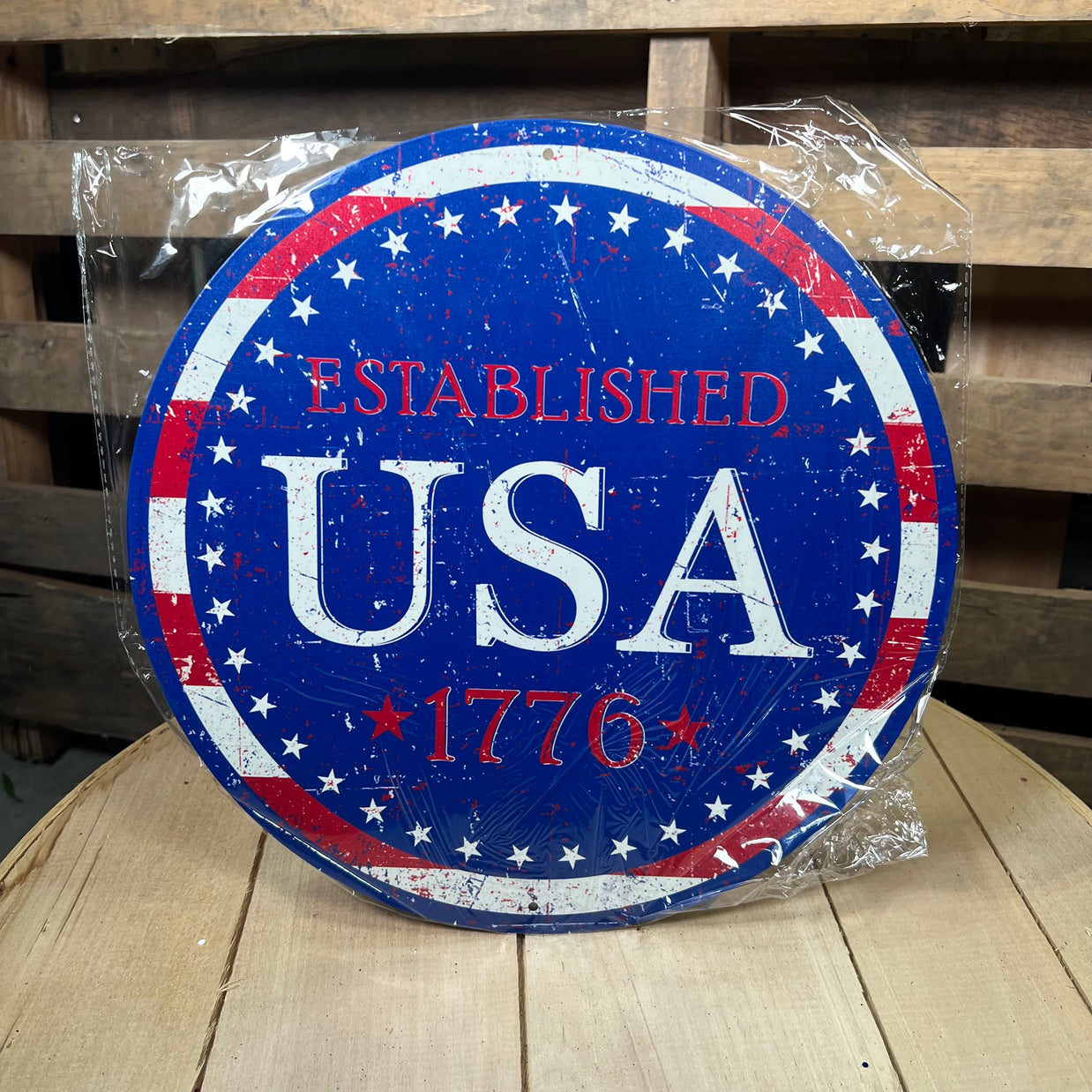 12” Circle metal USA sign - MD0497