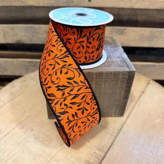2.5” by 10y Halloween leaves Wired Ribbon - RGF182420