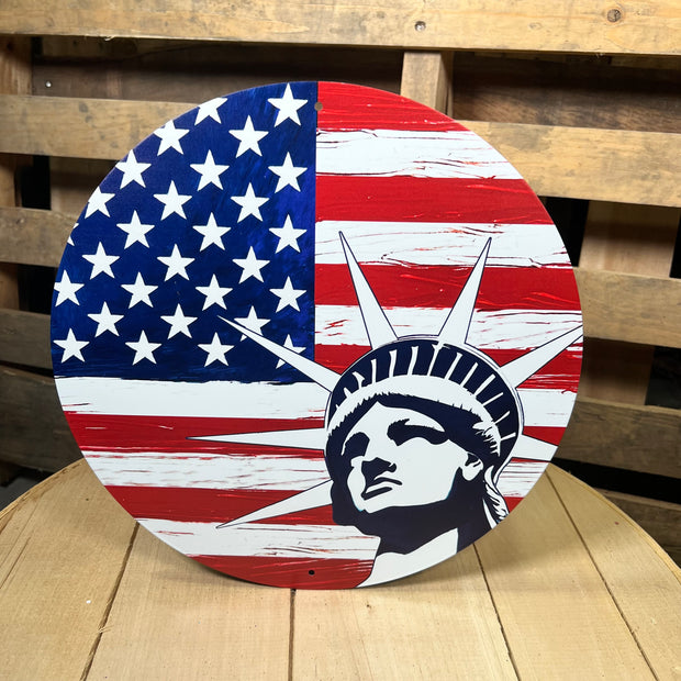 12” Circle metal Statue of Liberty sign - MD1737H1