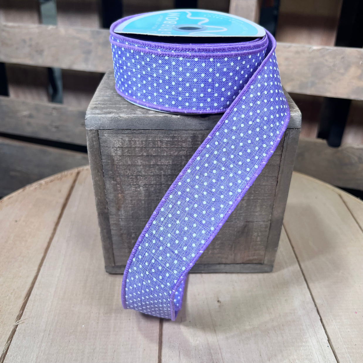 1.5" x 10Y lavendar Swiss dotWired Ribbon - RG0165113