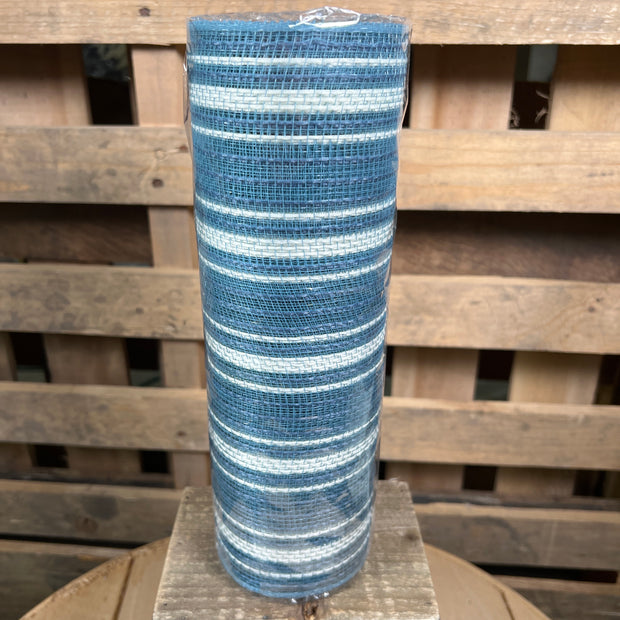 10" x 10Y smoke blue farmhouse  jute stripe mesh - RY8344EW