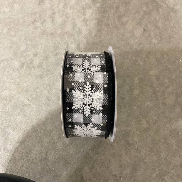 1.5 ” x 10yd Buffalo check snowflake  Wired Ribbon - RGF1064X6