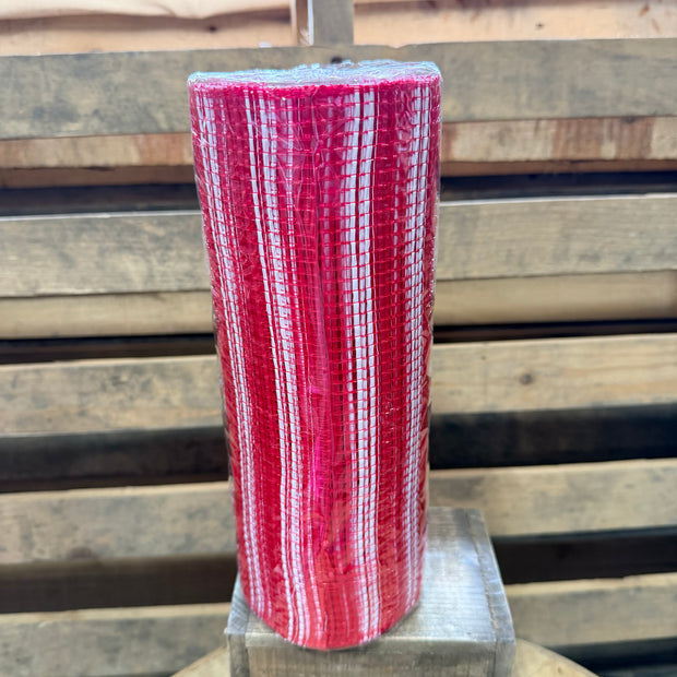 10"X10YD HORIZONTAL WIDE STRIPE MESH - RED AND WHITE - RE8902N5
