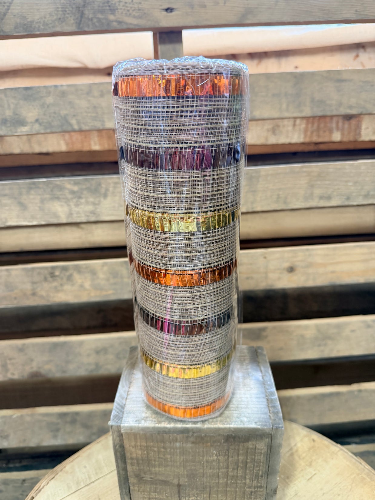 10" x 10Y fall foil stripe mesh - RY8036EY