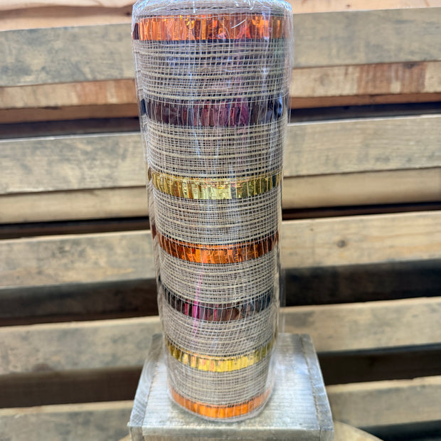 10" x 10Y fall foil stripe mesh - RY8036EY