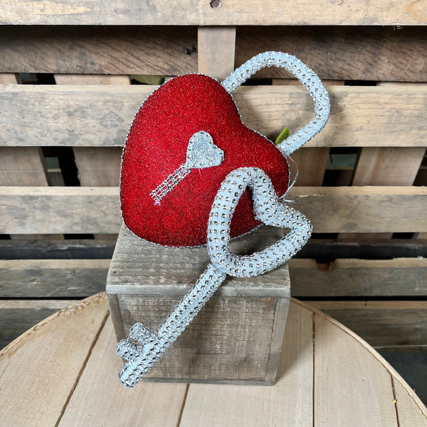 9.5" Bling Heart Lock N Key - 63011RD