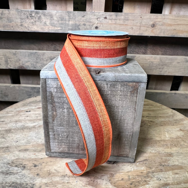 1.5”x 10yd Fall stripe  Wired Ribbon - RG01601CY