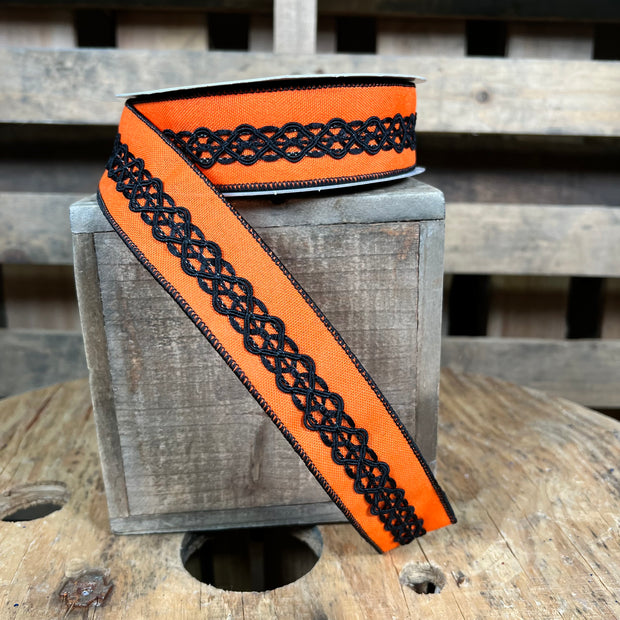 1.5"X10YD orange halloween lace Wired Ribbon - RGC811220