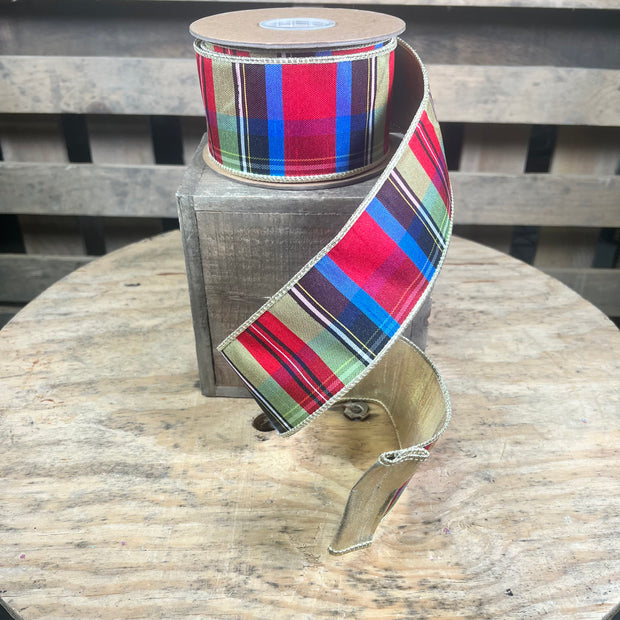 2.5” x 10yd Christmas plaid w/ gold
Backing - 6914W-037-63E