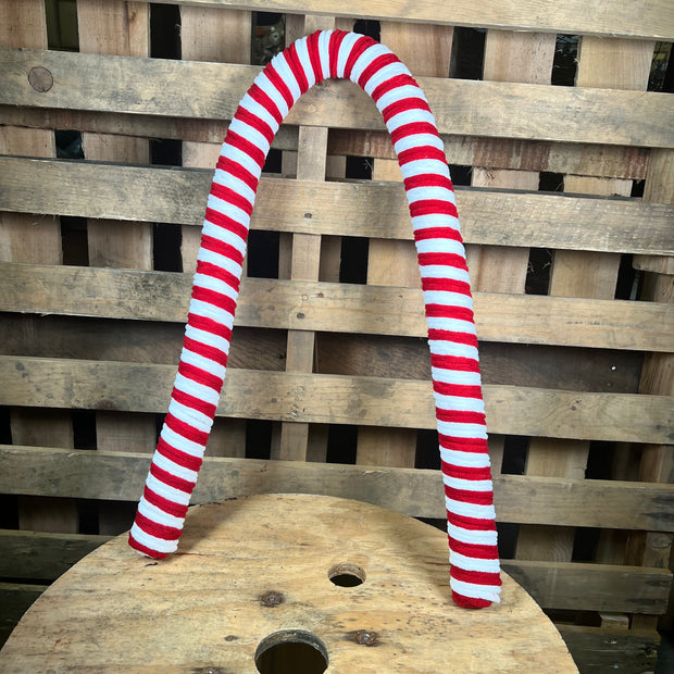 47"L RED AND WHITE VELVET/FOAM PEPPERMINT STICK WIRED - XP384432