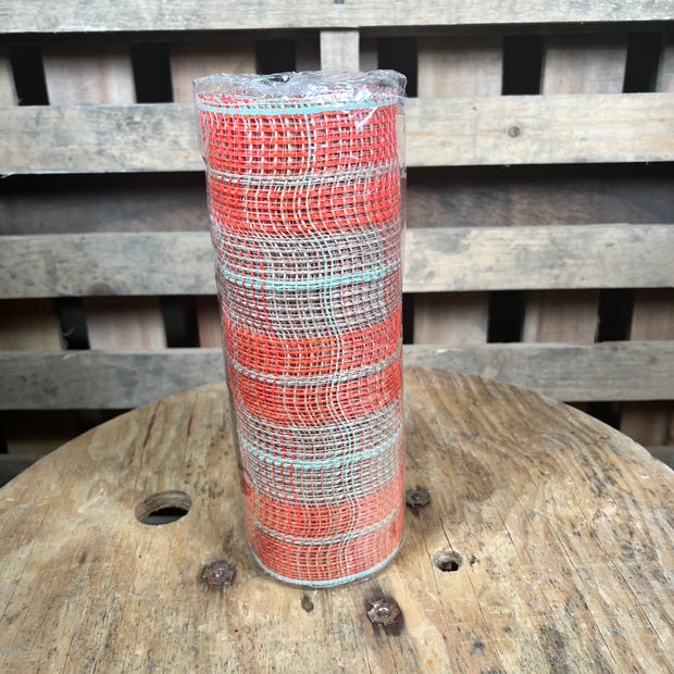 10" x 10Y sage green plaid fall jute mesh - RY8331X5