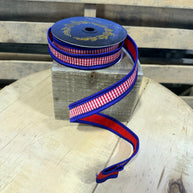 1” by 10y Taffeta mini check blue and red wired ribbon - John Mark - JME-WN25-013-BLUE