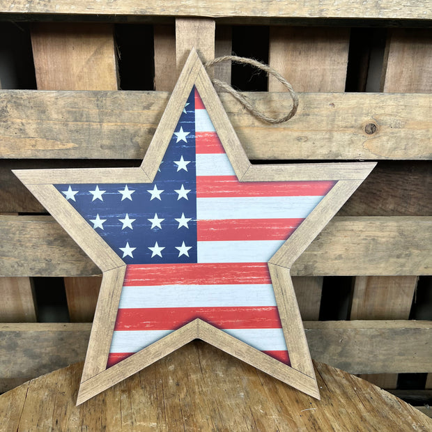 12"LX11.75"H MDF STARS AND STRIPES SIGN - AP8705