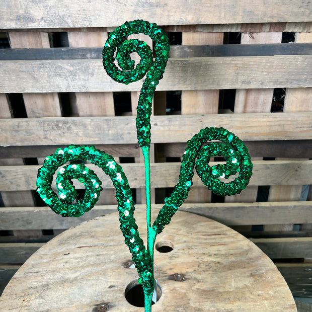 27"  GREEN SEQUIN COIL SPRAY - XS141206