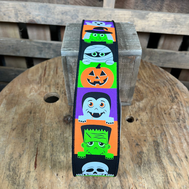 2.5 "X10YD Halloween peek a boo Wired Ribbon - RGF1632RT