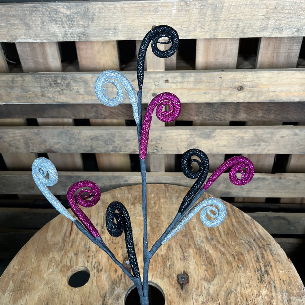 23" black and pink glitter tube curly spray - MN0353MC