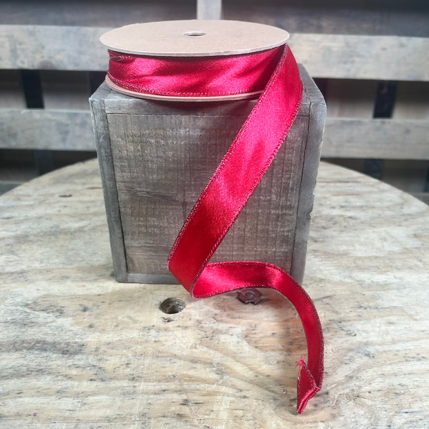 1” x 10yd Shimmer Satin | Red
with Red Backing - 2300W-250-25E