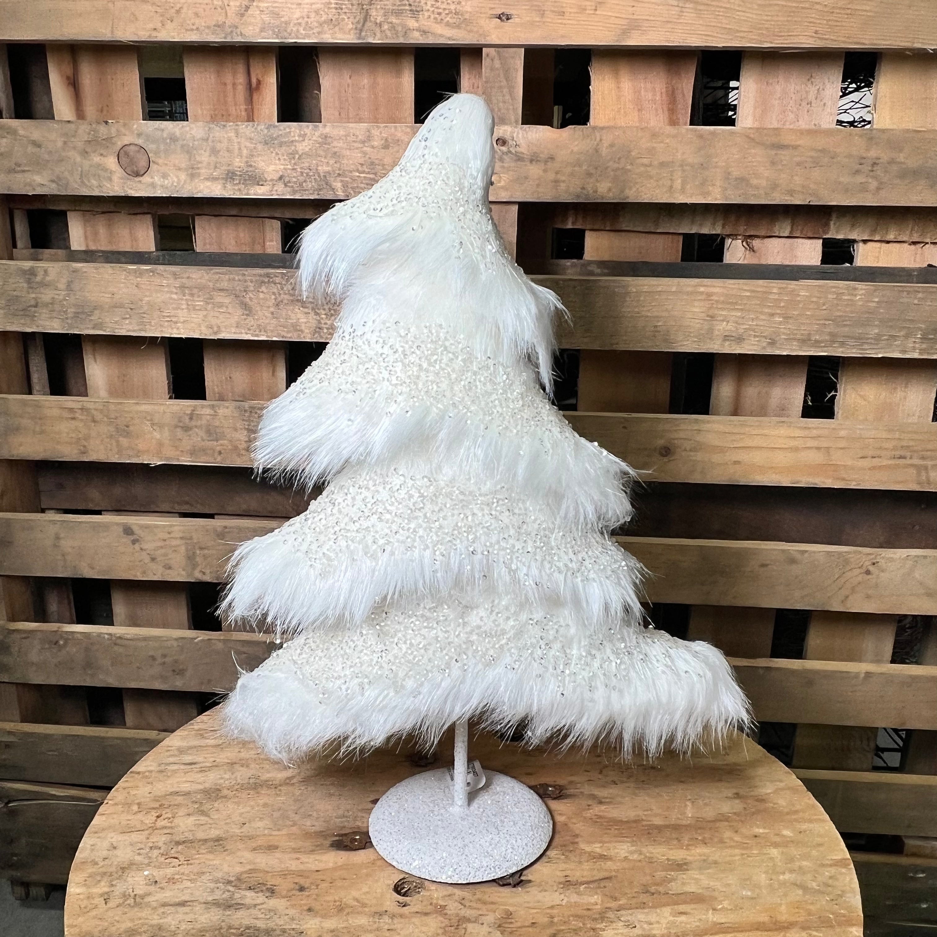 18.5” Fabric sequin white tree - XT003427