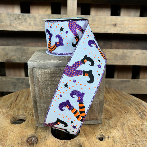 2.5"X10YD halloween witch legs Wired Ribbon - RGE148427