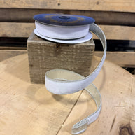 1” by 10y White velvet fused Sliver metallic dupion wired ribbon - John Mark - JME-WN25-002