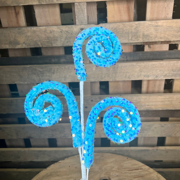 28 ” light blue sequin curly spray - 86422BL