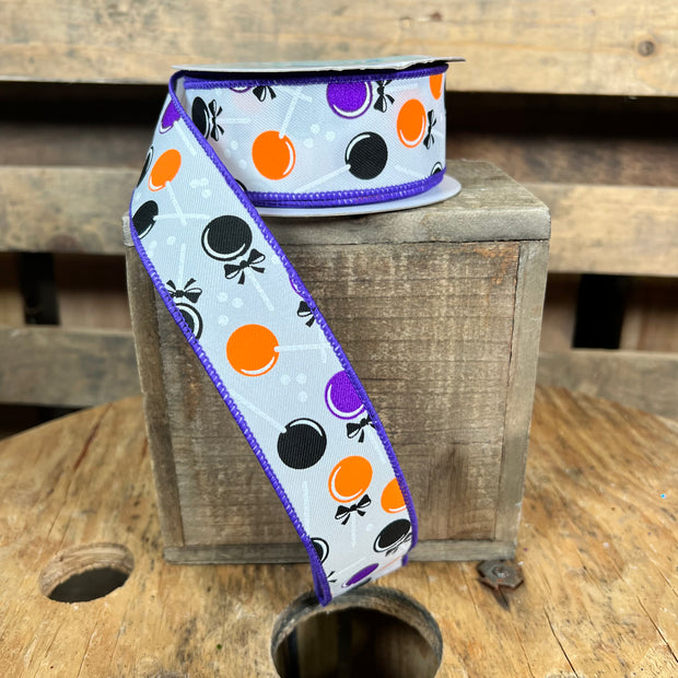 1.5"X10YD Halloween lollipops  Wired Ribbon - RGH1006P2