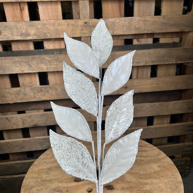 28" white leaf spray - 25771