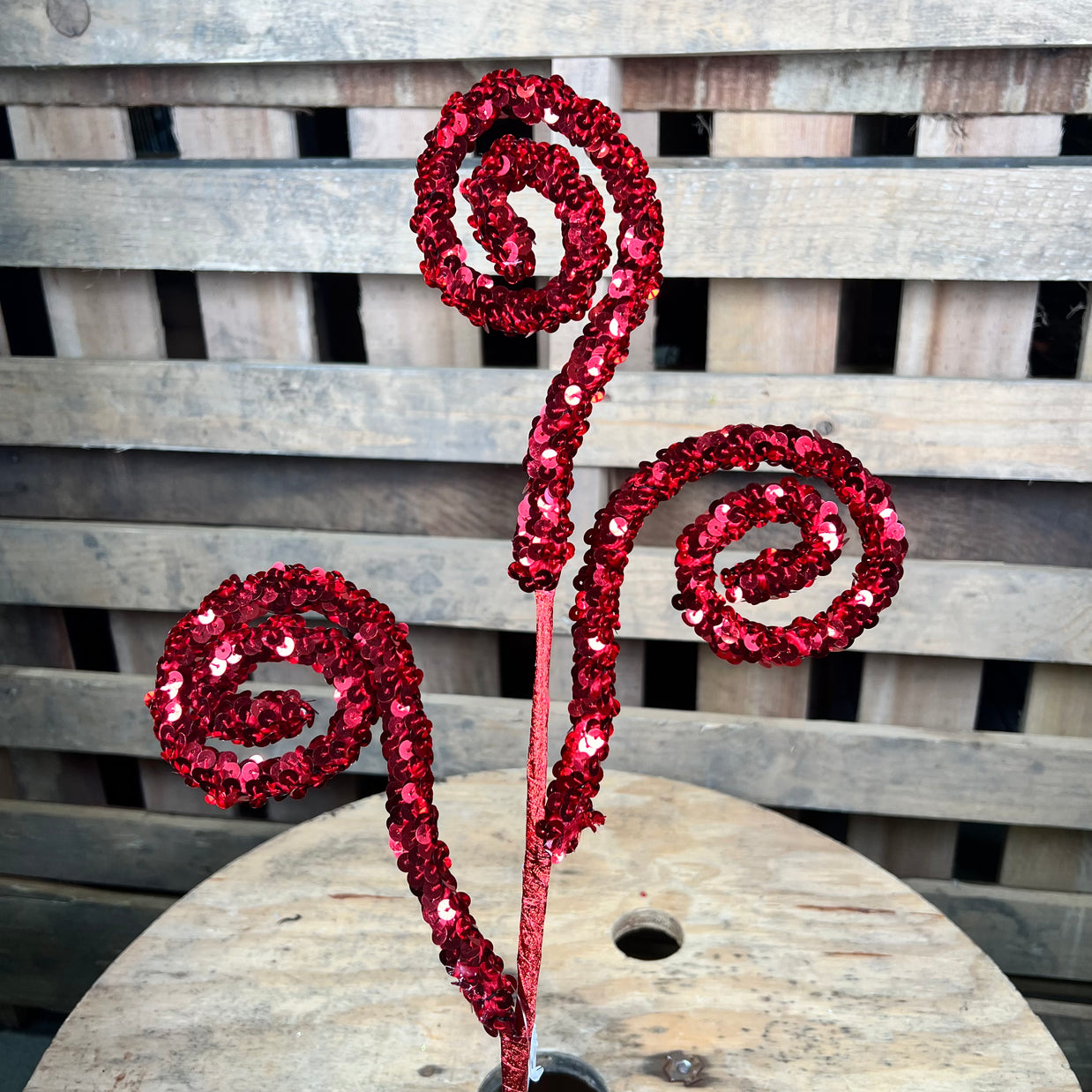 27" RED SEQUIN COIL SPRAY - XS141224