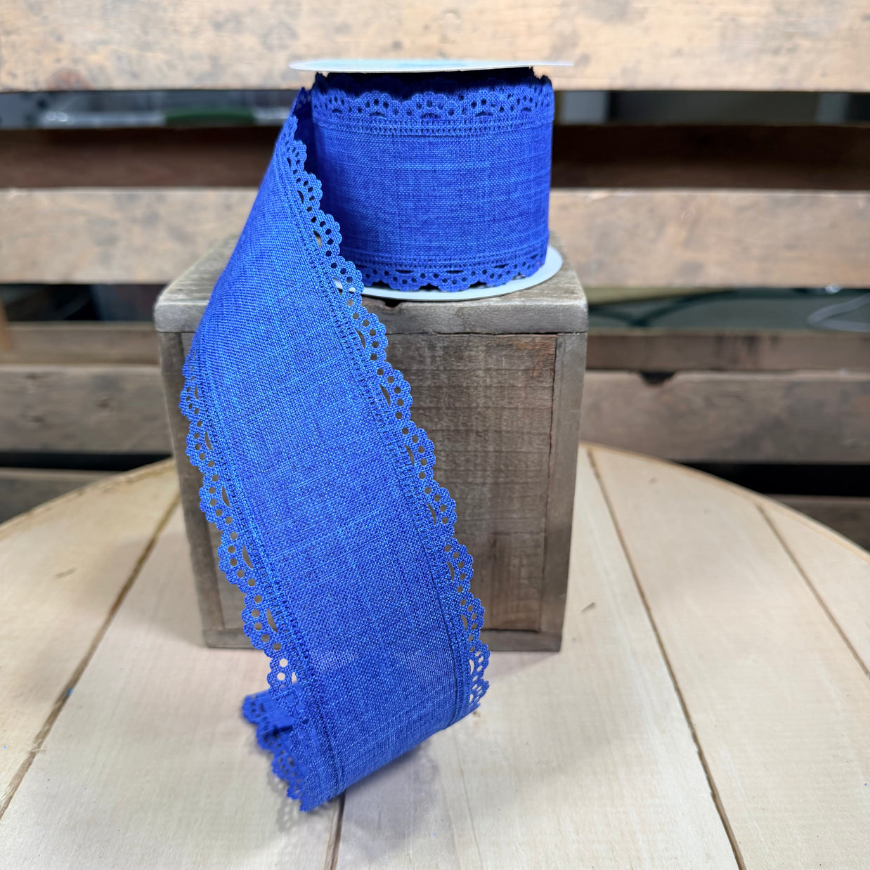 2.5" x 10Y Royal Blue scalloped edge Wired Ribbon - RGC130325