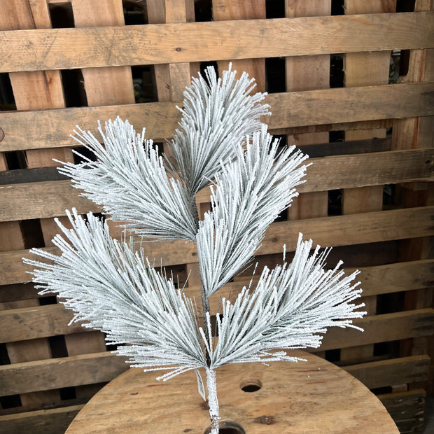 28" Flocked Long Needle pine spray  - 39815