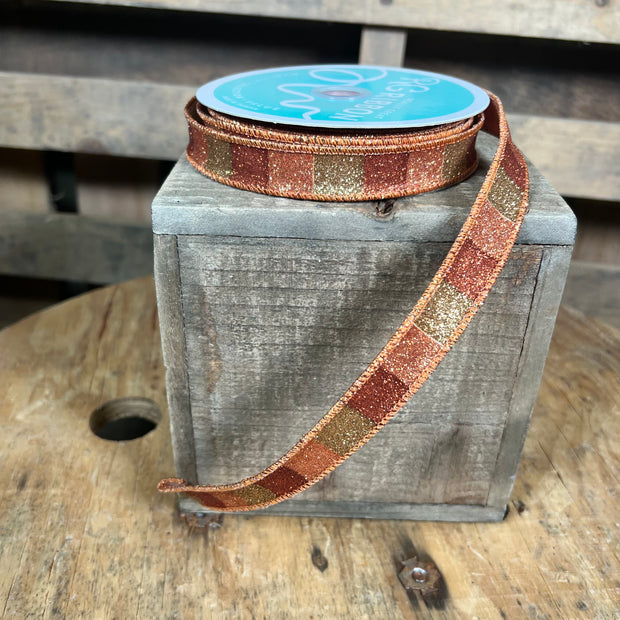 5/8” x 10Y fall stripe shimmer Wired Ribbon - RGF161752