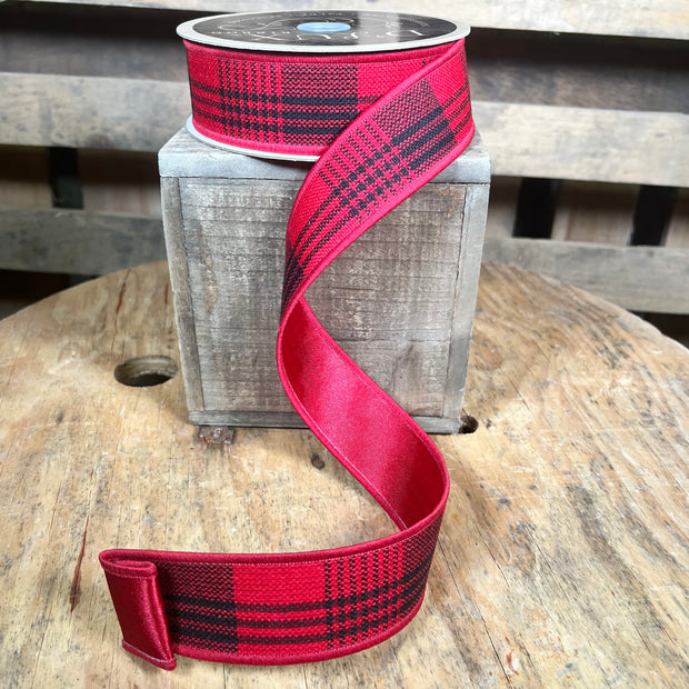 1.5” x 10yd black and red plaid  d’lux ribbon - LX6000MA