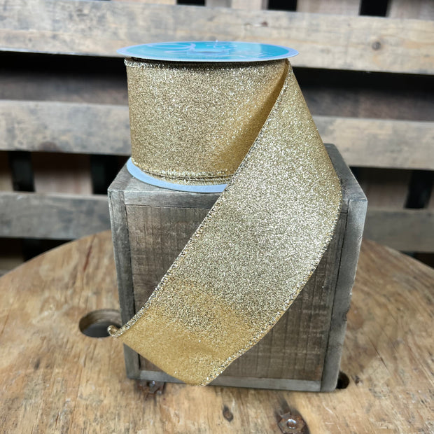 2.5 "X10YD gold shimmer Wired Ribbon - RGC159708