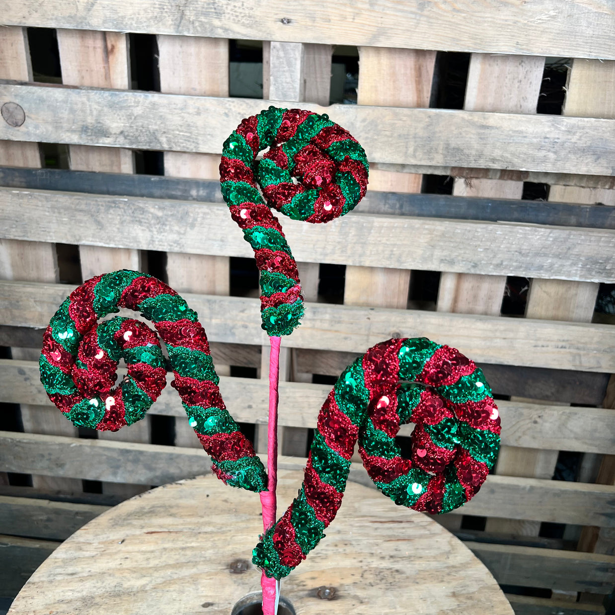 29 " RED AN GREEN SEQUIN COIL SPRAY - XS140330