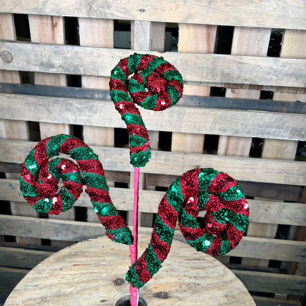 29 " RED AN GREEN SEQUIN COIL SPRAY - XS140330