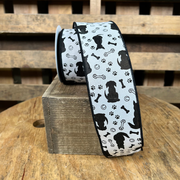 2.5"X10YD DOG SILHOUETTES - WHITE/BLACK - RGF152927