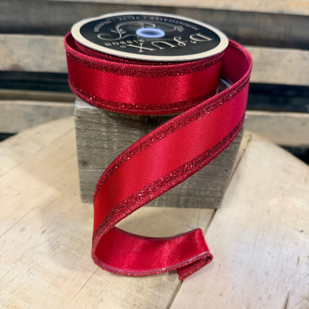 1.5” x 10yd Red Vertical Glitter stripe d’lux ribbon - LX311924